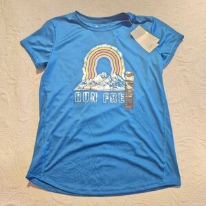 All in Motion girls size XL or 14 blue rainbow short sleeve shirt New